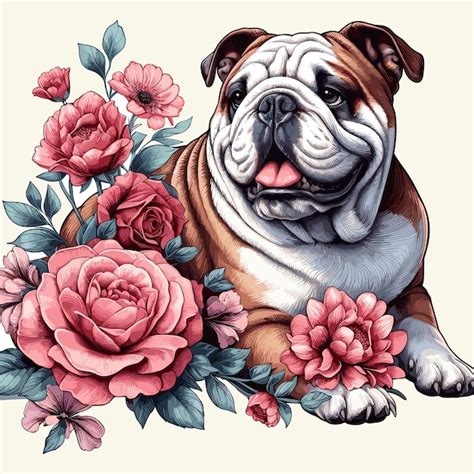 Premium Vector Cute English Bulldog Dog Cartoon Vector Style White