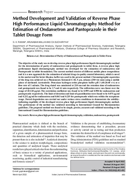 Fillable Online Method Development And Validation Of Reverse Phase High