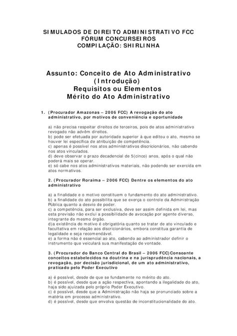 Pdf Simulado De Direito Administrativo Fcc Dokumen Tips