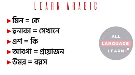 আরবি ভাষা শিক্ষা সহজ আরবি শব্দার্থ আরব দেশের ভাষা All Language