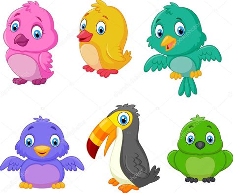 Colección de aves de dibujos animados conjunto vector gráfico