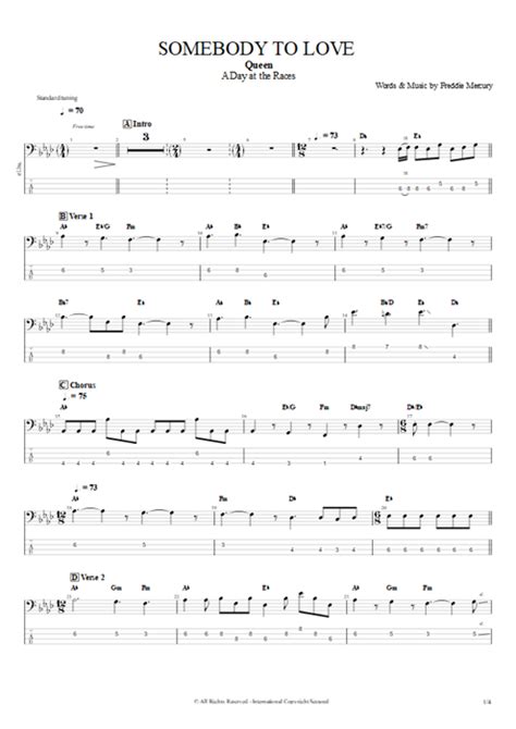 Somebody To Love Tab By Queen Guitar Pro Guitars Bass Backing