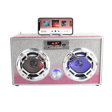 Ombre Pink Bling Boombox With Phone Holder (BB-PINK BLING) - Walmart.com