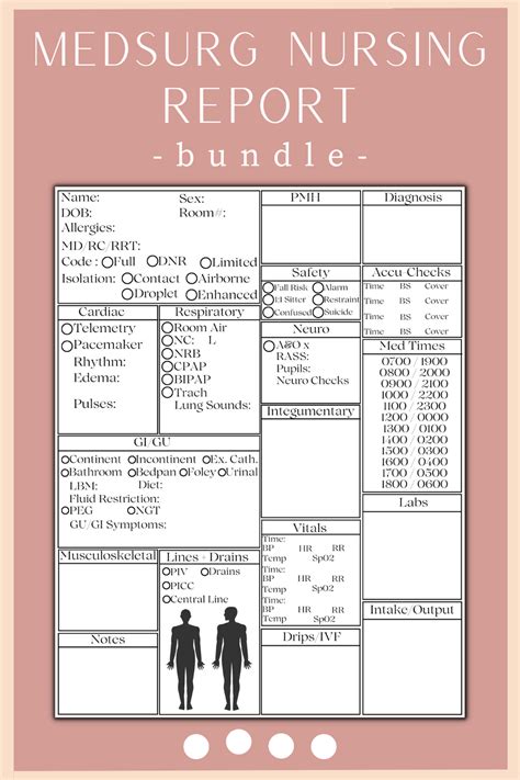 Med Surg Report Sheet Nurse Report Sheet Nursing Bundle Etsy In 2023 Nurse Nursing School