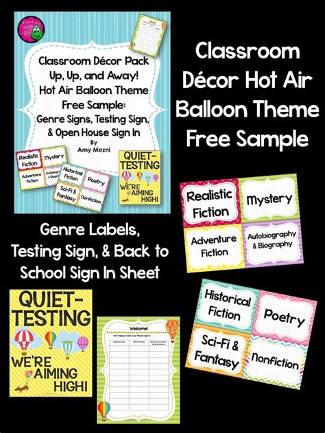 Free Sample Of My Hot Air Balloon Themed Classroom Decor Set Sample