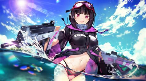 Anime Girl Guns Sea Swimsuit 4k 4 643 Wallpaper Iphone Phone