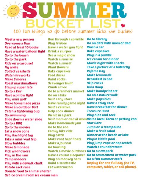 Summer Bucket List Printable for Kids - Domestic Mommyhood