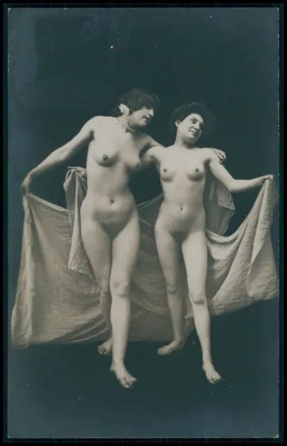 French Full Nude Woman Lesbian Dance Original Old Early S Photo