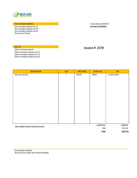 Free Lawn Care Invoice Templates