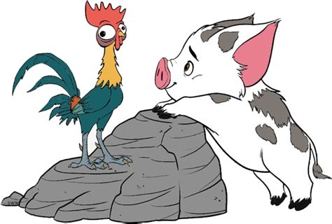 Moana Heihei Pua Clipart Free Transparent Png Pua And Hei Hei Full