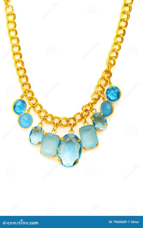 Golden Necklace Isolated Stock Image Image Of Necklace 7960689