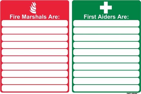 1 X Safety Sign Fire Marshals First Aiders Landscape Self