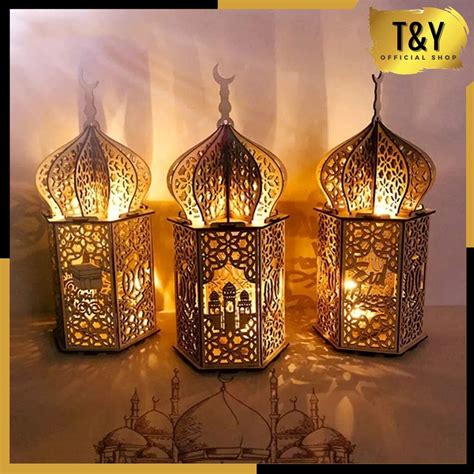 Jual T Y Lampu Lentera Led Bentuk Masjid Motif Eid Mubarak Dekorasi