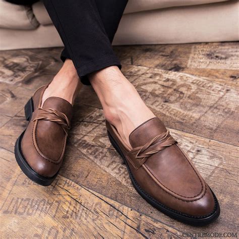 Derbies Homme Mocassin Flâneurs Chaussures En Cuir Tendance Décontractée Printemps Brun Pas Cher