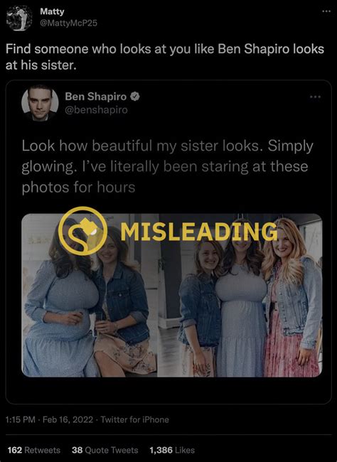 Did Ben Shapiro Tweet About a 'Hot' and 'Beautiful' Sister? | Snopes.com