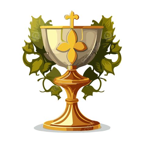 Communion Chalice Vector Sticker Clipart Golden Chalice With Cross