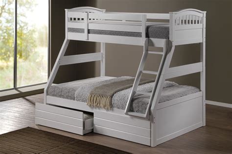 Ashley White Duo, Double Single Bunk Beds with Drawers