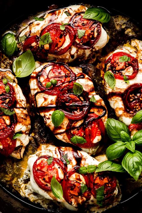 Skillet Caprese Chicken Garnish And Glaze