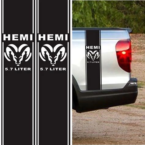 2pcs Dodge Ram 1500 RT HEMI 5.7 Liter Truck Vinyl Decals