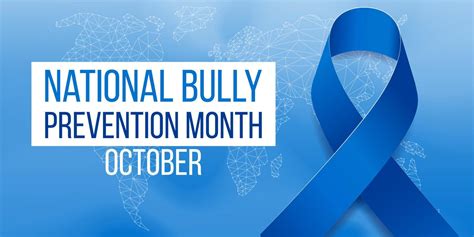 National Bully Prevention Month Concept Banner Template With Blue