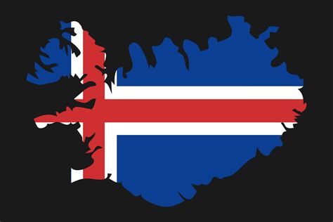 Iceland Map Silhouette With Flag On Black Background 3330797 Vector Art