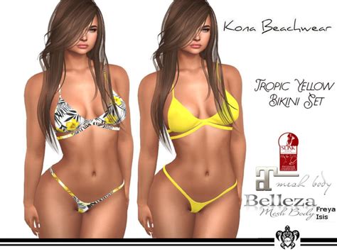 Second Life Marketplace Kona Tropic Yellow Bikini Set