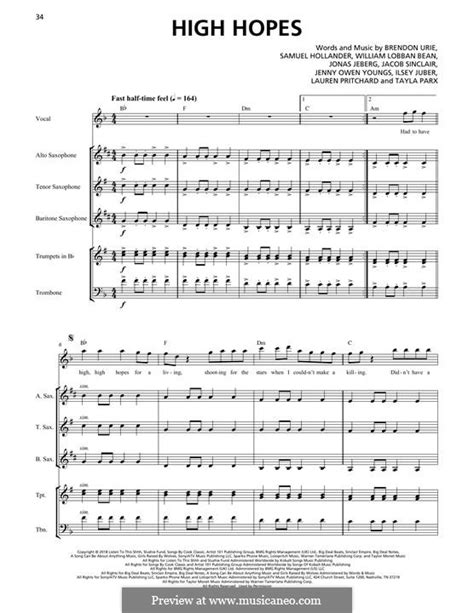 Transcribed Score Horn Section High Hopes Panic At The Disco By B Urie J Jeberg S