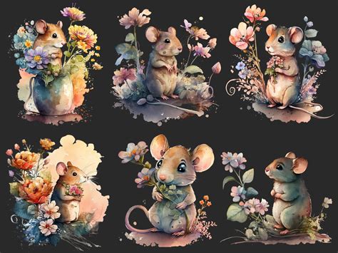 Cute Mice Clipart, Nursery Decor, Instant Download, PNG - Etsy