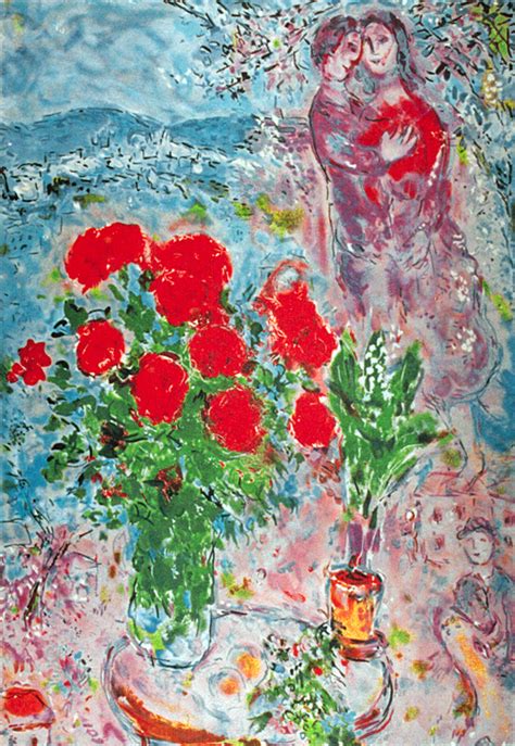 Red Bouquet Offset Litho By Marc Chagall Alliance Art Publishing