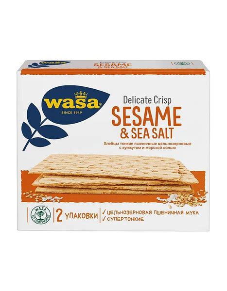 Хлебцы пшеничные Wasa Delicate Crisp Sesame & Sea Salt с кунжутом и ...