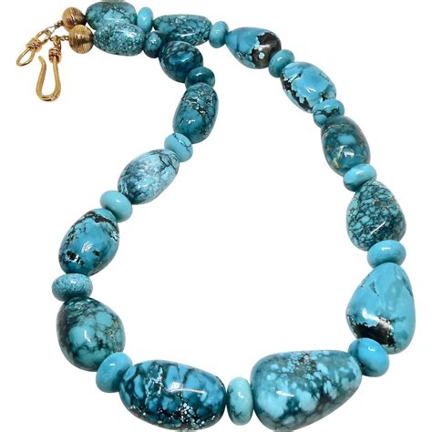 Natural Large Chinese Turquoise Nuggets Necklace Nugget Necklace