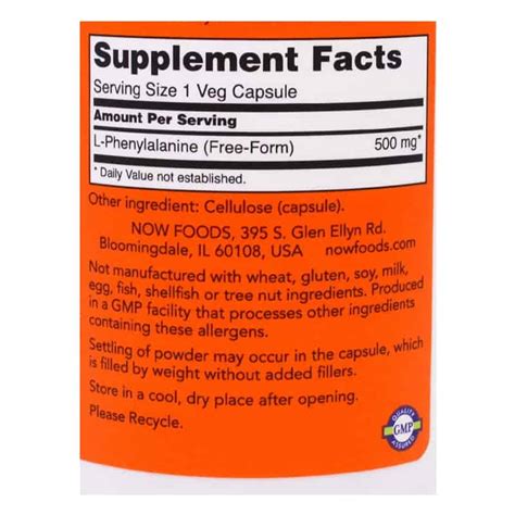 NOW Foods L-Phenylalanine - Health Nut Vitamin