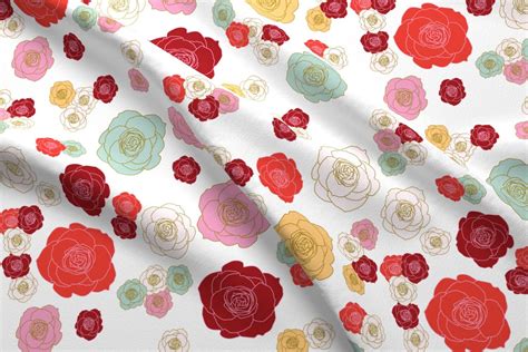 Spring Rose Pattern Fabric Roses Floral Pattern By | Etsy