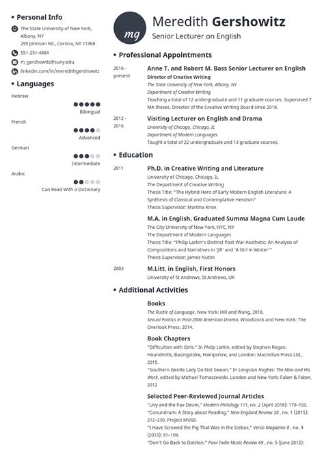 Academic Cv Template—examples And 25 Writing Tips