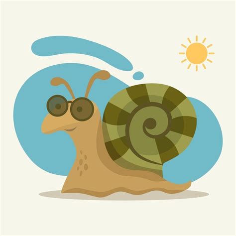 Niedliche Schnecken Cartoon Vektorillustration Schnecke Mit Brille Der