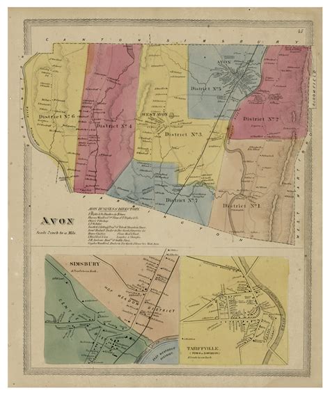 Avon, Connecticut 1869 Hartford Co. - Old Map Reprint - OLD MAPS