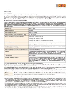 Fillable Online Unitholder Consent Form IDFC Mutual Funds Fax Email