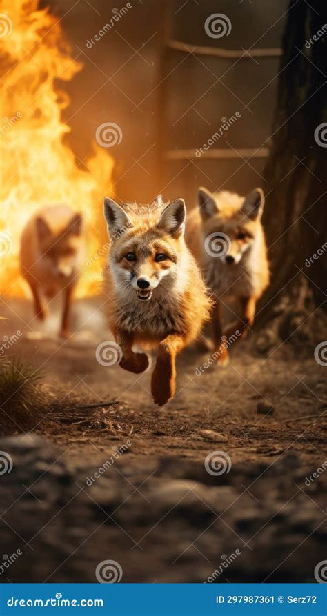 Forest Animals Fleeing from Forest Fire Stock Image - Image of ...