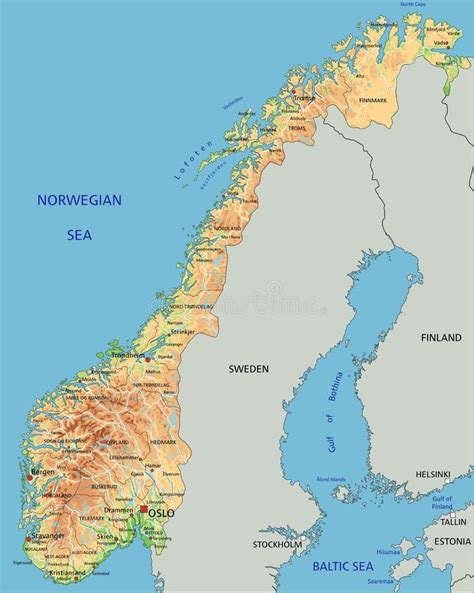 Grande Carte Physique D Taill E De La Norv Ge Avec L Tiquetage