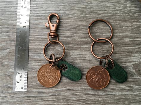 Irish Coin Keychain Or Clip Choose Coin Year Shamrock Keyring