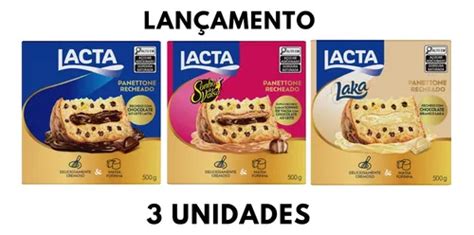 Panettone Recheado Lacta Sabores 500g Lançamento 3 Unidades Frete grátis