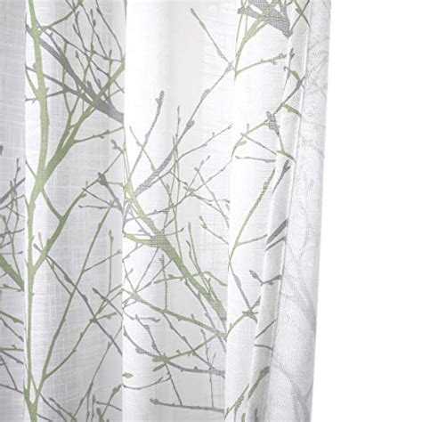 FMFUNCTEX Green Tree White Sliding Door Curtain Panel 108inches Length