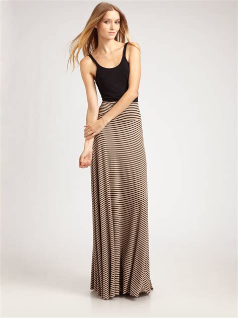 Lyst Rachel Pally Striped Maxi Skirt In Brown