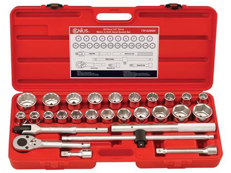 Piece Dr Metric Sae Hand Socket Set Pt Pt Genius