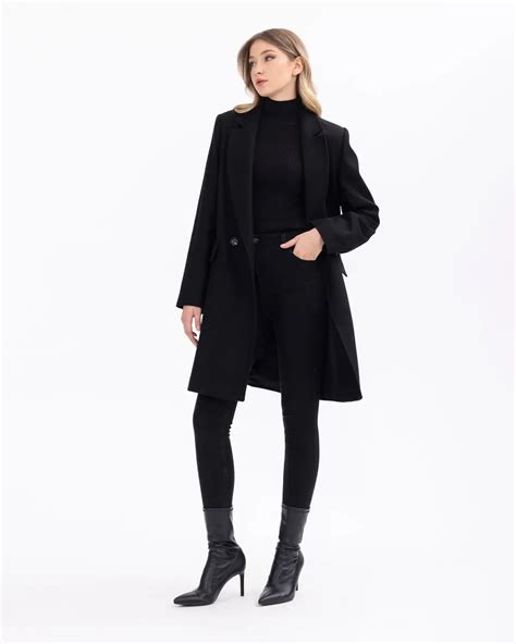 Contrast Button Double Breasted Collar Coat Secilstore