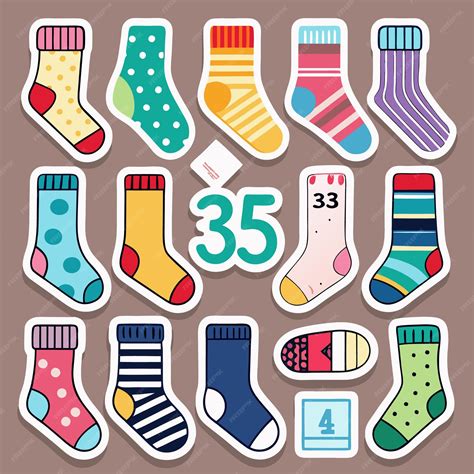 Vibrant Sock Sticker Collection 24 Unique and Colorful Sock Designs for