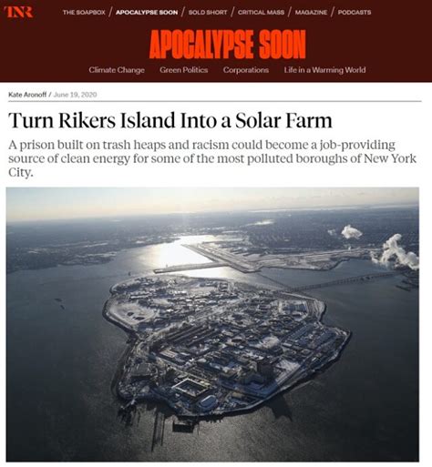 Cecil Corbin-Mark Talks Renewable Rikers with The New Republic - June ...