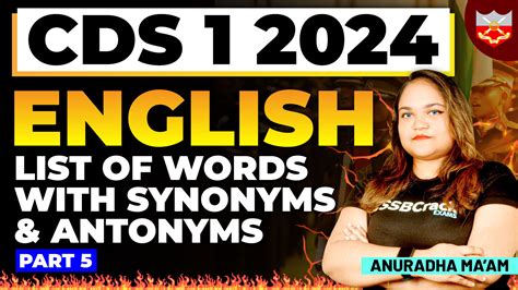 CDS 1 2024 Top 25 Important Words With Synonyms & Antonyms English ...