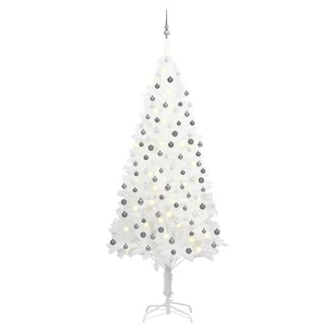 Árbol De Navidad Preiluminado Con Luces Y Bolas Blanco 240 Cm Vidaxl