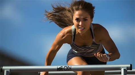 Premium AI Image | Female athlete running hurdles on a track